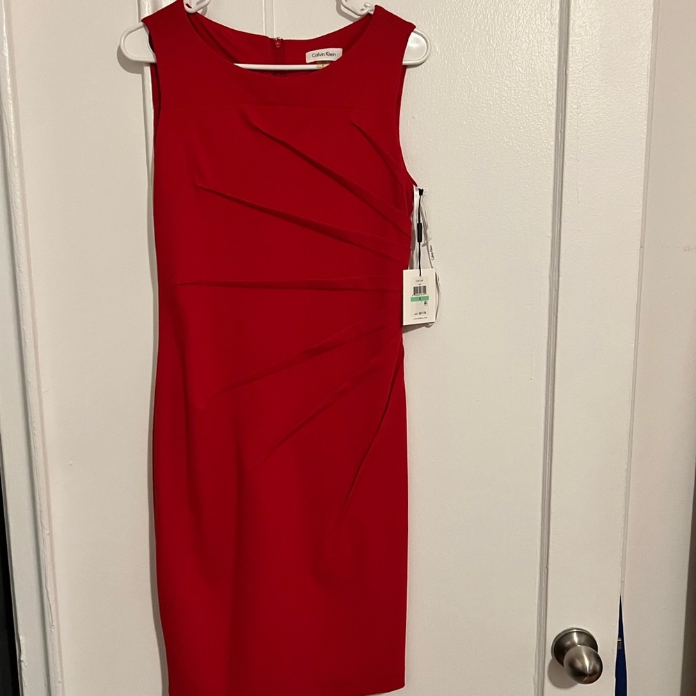 Calvin Klein Starburst Pleat Sheath Dress